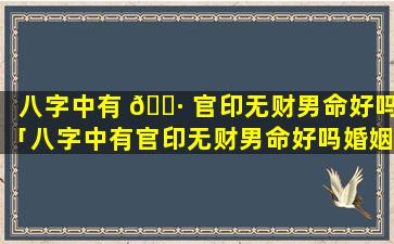 八字中有 🌷 官印无财男命好吗「八字中有官印无财男命好吗婚姻如何」